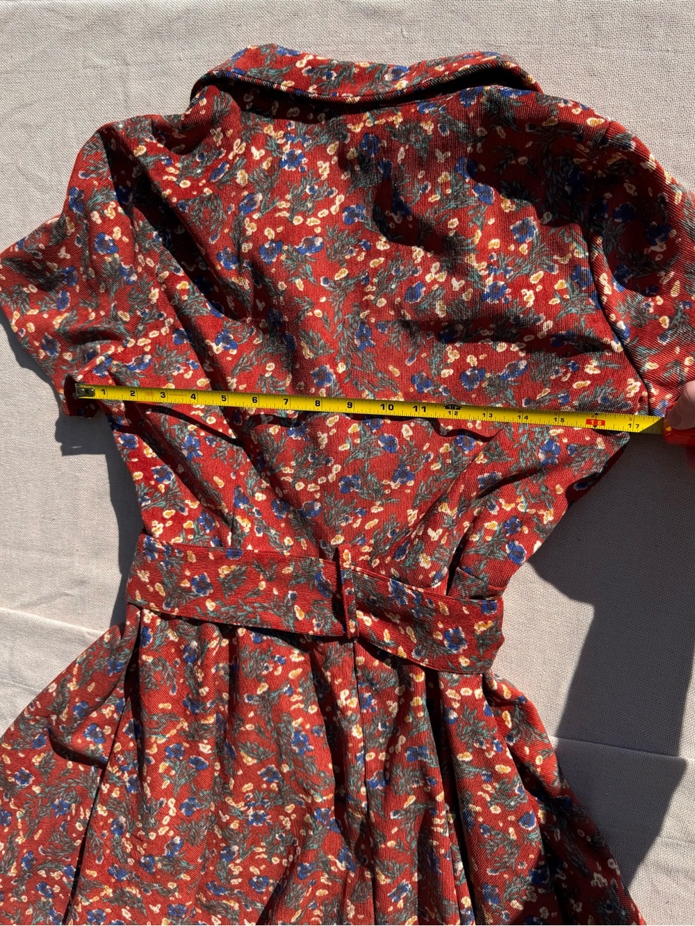 NWT ModCloth Rustic Elegance Casual Dress Cider Blossom Red Blue Floral Belted - Picture 10 of 12